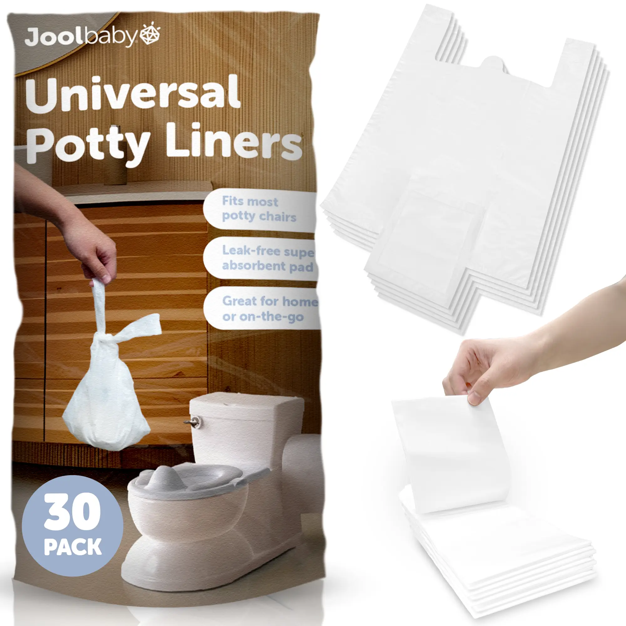 Disposable Potty Liners – Universal Fit for Potty Chairs & Real Feel, Super-Absorbent (30 count) – Jool Baby