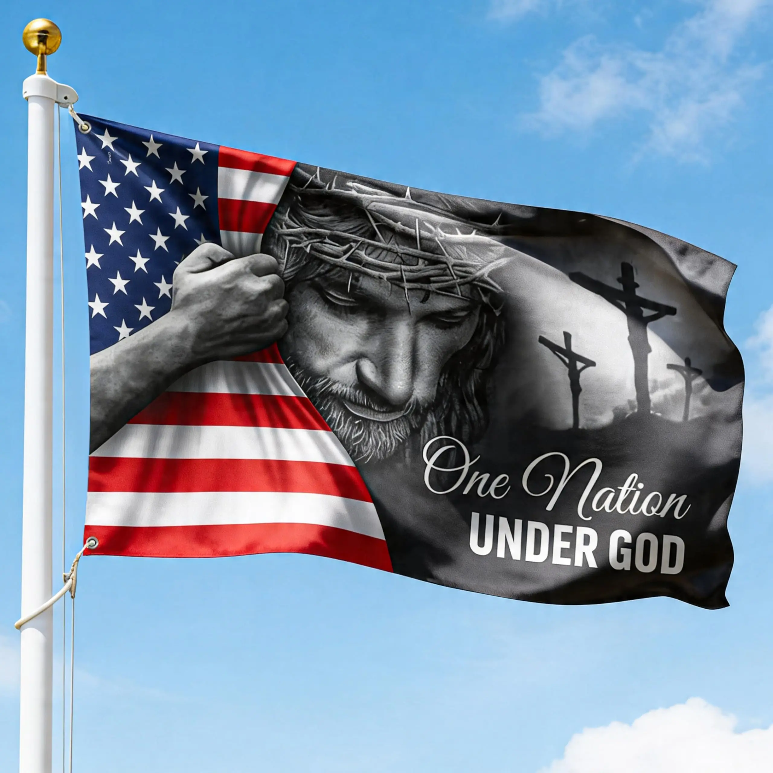 One Nation Under God Flag, Christian Jesus Resurrection Flag, Outdoor House Yard Decoration, Home Garden Flag, Garden Accessories, Garden & Patio Decoration
