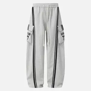 Aelfric Eden Stripe Panel Baggy Barrel Sweatpants Oversized Wide-Leg Fit Side Stripe Panel Cargo Pocket Design  Unisex Streetwear Pants