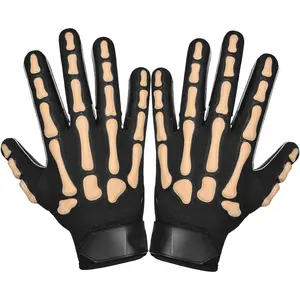Youth Football Gloves American Wide Receiver Molded Skeleton Football Gloves for Adults, Men, Women, and Boys with Super Sticky Silicone Grip