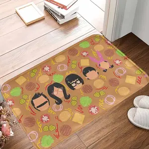 Bob's Burgers Belcher Family Floor Mat Burger Ingredients Pattern Soft Non Slip Washable Rug for Kitchen Dining Room Housewarming Gift
