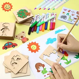20pcs Wooden DIY Drawing Template Templates, Children's Drawing Template Drawing Tool Set, Graffiti Educational Toy Gifts for Boys and Girls