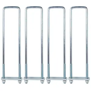 4Pack 3.5" X 8" Square Bend U-Bolt Kit, Heavy Duty Steel 5/8 Inch Diameter, 4 Complete Sets with 1-1/8" x 5-1/2" Tie Bars for Truck Chassis.