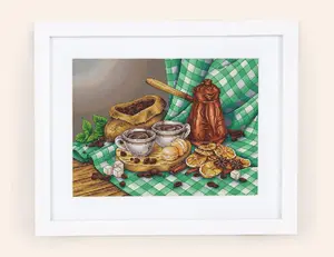 Coffee Still life Cross stitch pattern PDF for instant download Digital counted cross stitch chart DMC Cross stitch design, Food, Kitchen