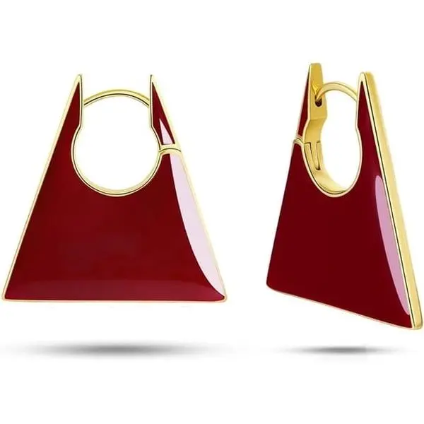 SNGIA 18K Gold Plated Geometric Enamel Dangle Earrings for Women Square Huggie Style Elegant Jewelry
