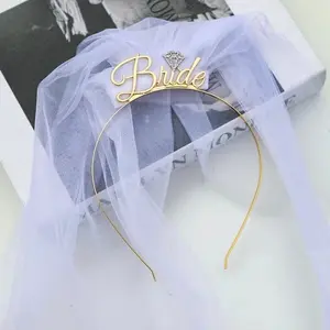 Bride headband with veil, bride to be headpiece, bride to be hat, personalized bride headband, bachelorette party headband, hens party tiara