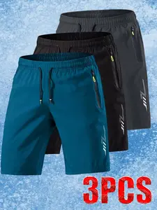 Men's Ice Silk Fiber Gym Shorts Set, Soft Comfort Lightning Print, Summer Essential, Fashion Trend, Ideal for Holiday Travel, Quick Dry Shorts, Fitness Training Shorts