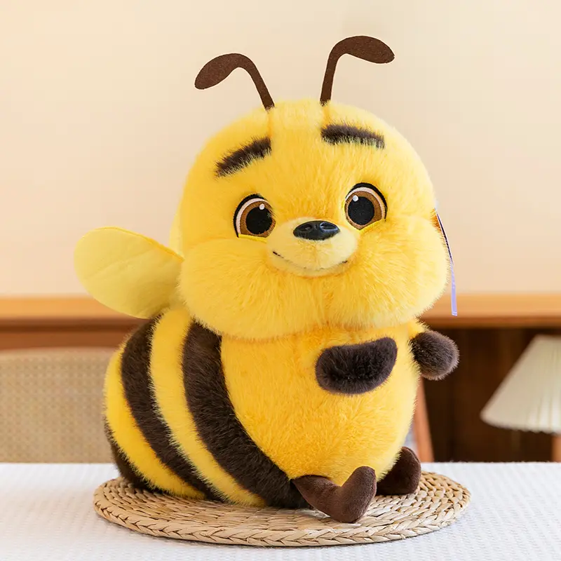 Soft, round little bee plush — soothing aesthetic stuffed toy, desktop companion figurine