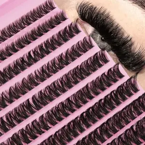 200pcs Russian Manga DD Curl 80D Fluffy Fanned Fake Eyelashes 8-16mm Mixed Length Mega Volume Cluster Lashes, 3D Effect, DIY Makeup, Faux Mink Material, Natural & Soft, Ideal Gift For Mother's Day, Music Festival, Eyelash Extensions Set