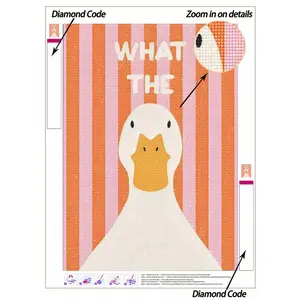 5D DIY Diamond Painting, Cute Animal Art Diamond Painting Set, Diamond Painting Kit, Striped Background, Confused Duck Pattern, Home Decor Wall Art, Best Gift