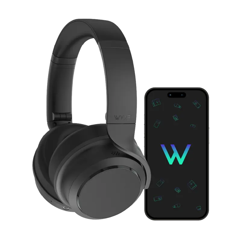 Wyze Headphones — #1 Over-Ear Headphones on TikTok, Active Noise Cancellation Bluetooth Audio Earphones, Lightweight, Aux Cord, Rich Bass, Android iOS
