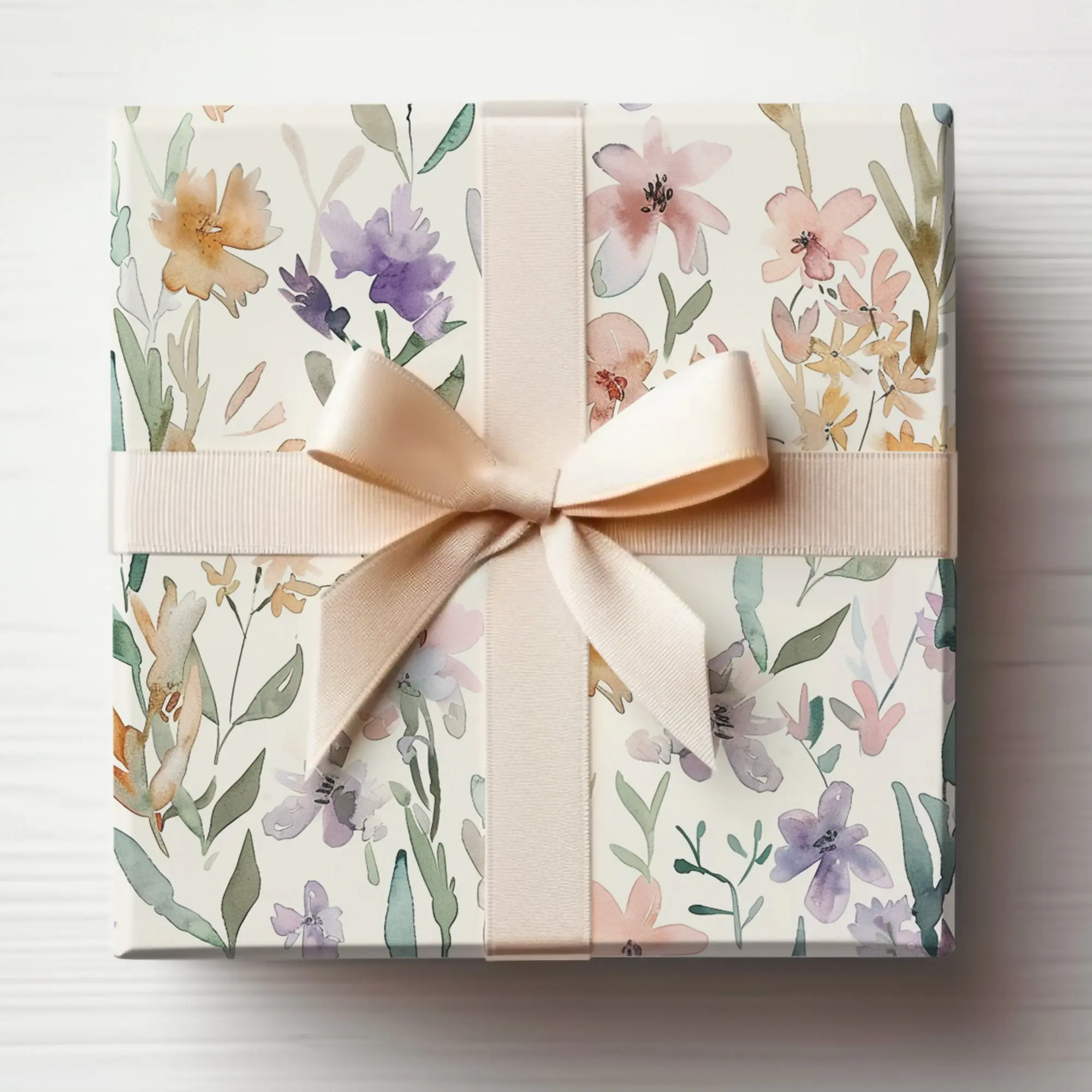 Pastel Flowers Wrapping Paper Watercolor Floral Gift Wrap Roll Pastel Wrapping Paper, Baby Girl Baby Shower Gift Wrap