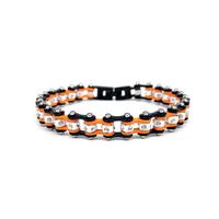 Black and Orange Chain With Clear Gemstones