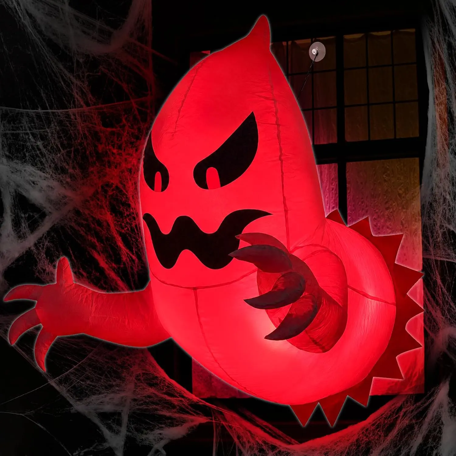 Halloween Decorations Outdoor Ghost Inflatables Broke Out from Window | [ Fire Flame Lights ] 3.5 Ft Halloween Inflatables Scary Halloween Blow Up Yard Decor Party Outside Indoor Lawn