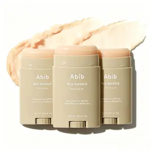 3PCS [Abib] Abib Airy Sunstick Protection Bar Broad Spectrum SPF50+ - Smoothing Bar, Non-Sticky Matte Finish Sun Protection for Face and Body, Long-lasting Korean Sun Stick