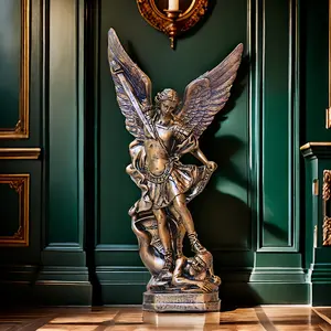 New 12.5" St Michael The Archangel Statue - Bronze Resin, Religious Decor For Home & Offic Ornaments