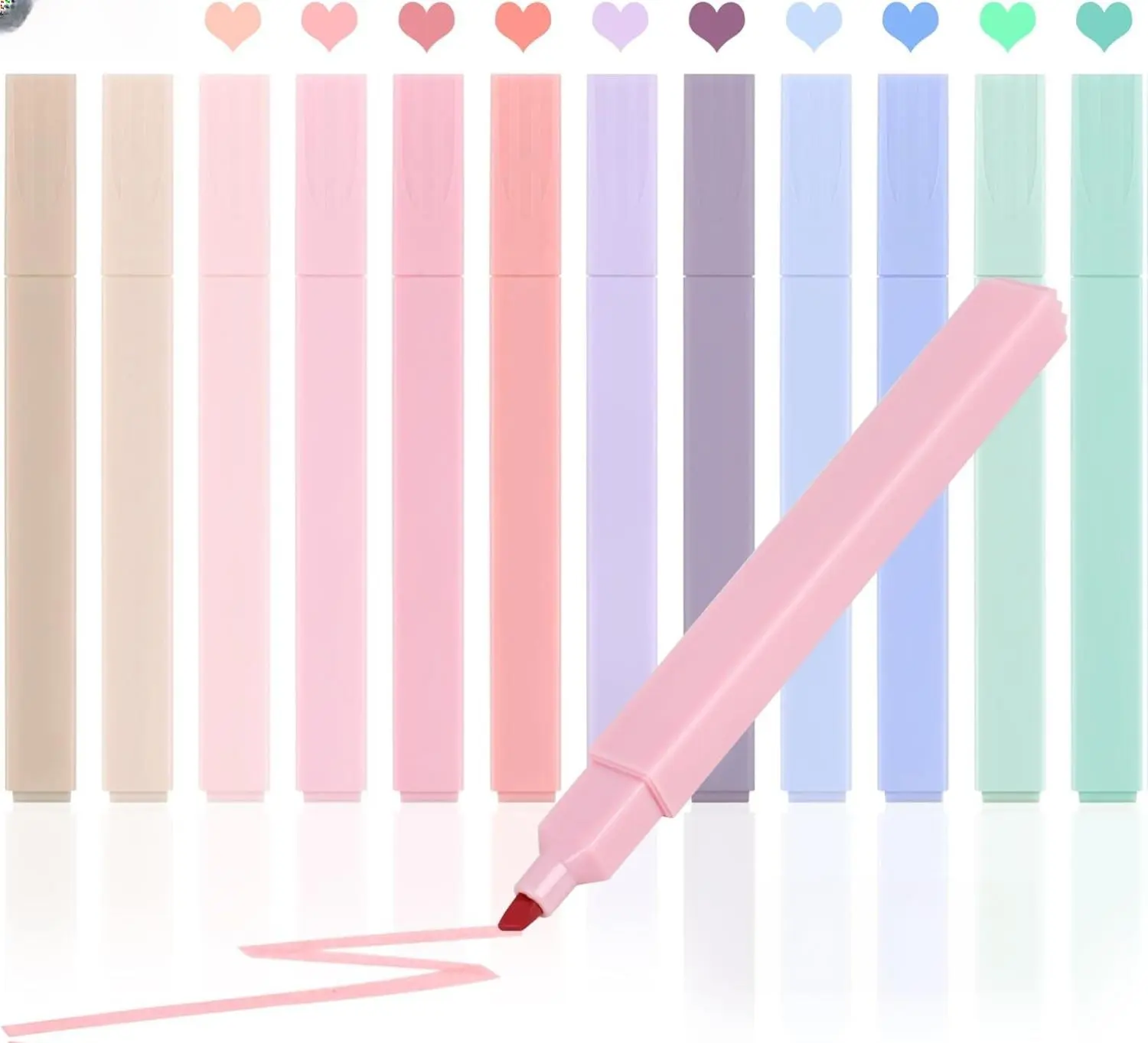 12pcs Pastel Bible Highlighters - Cordless, No-Bleed, Durable, Quick-Dry Ink Markers with Comfortable Grip, Aesthetic Design, Stationery Writing Tools for Bible Study, Office Use