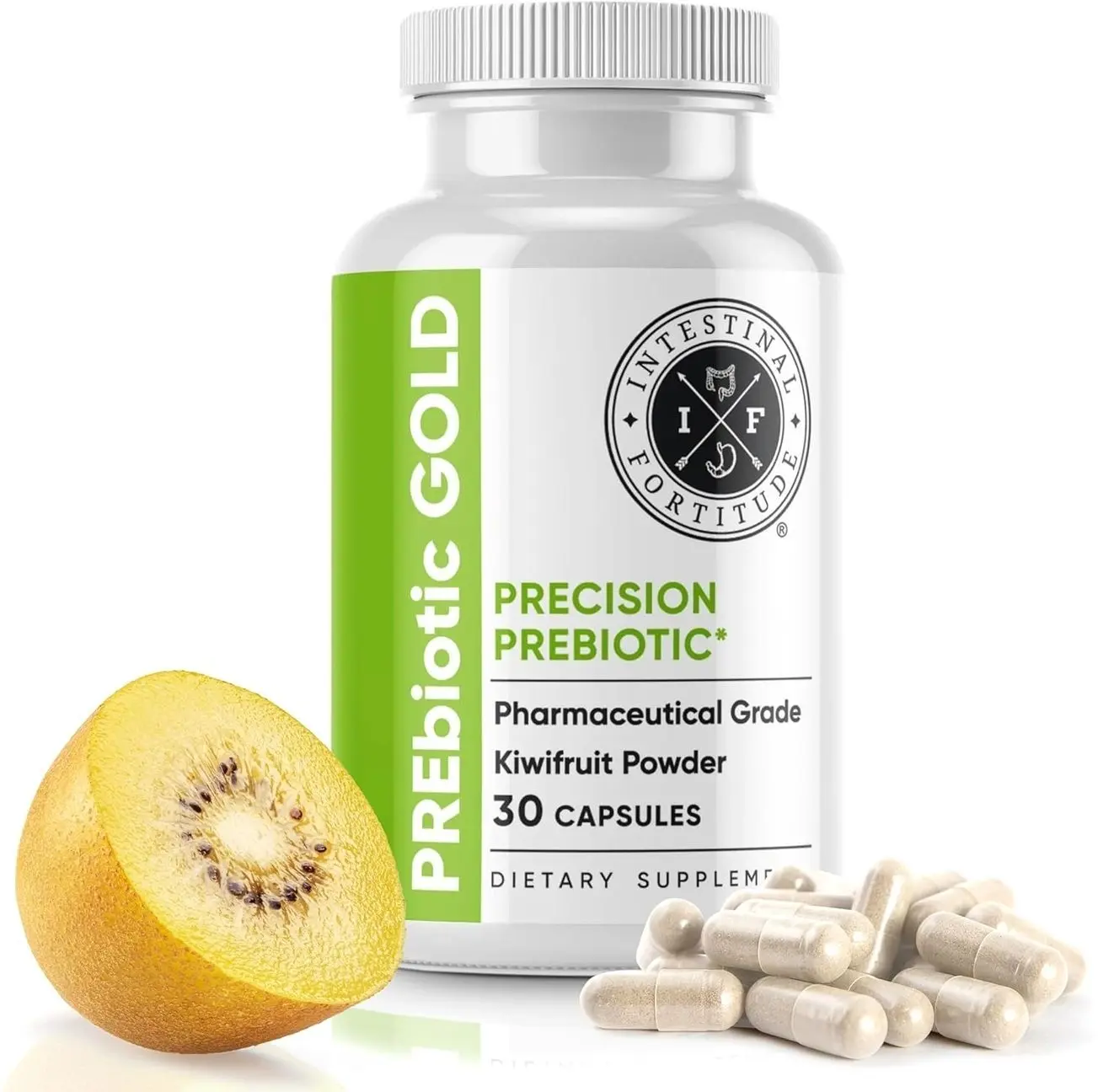 Intestinal Fortitude PREbiotic Gold: Kiwifruit Fiber, Butyrate & Prebiotic Restore Supplement to Support The Gut, Immune & Digestive Support, Anti-Bloating & Leaky Gut Repair, Dairy-Free Capsules