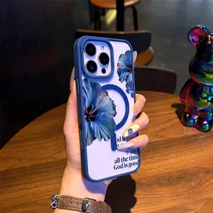Blue Bloom Magnetic TPU for iPhone Case: Drop-proof design for added protection |for iPhone 16/15/14/13/12/11