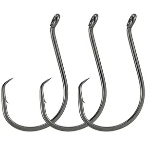 Dr.Fish 100 Pack Fishing Octopus Hook Live Bait Hook Black Nickel Sharp Offset Wide Gap Surf Fishing Catfish Bass Carp Bluegill Tuna Freshwater Saltwater #8-10/0
