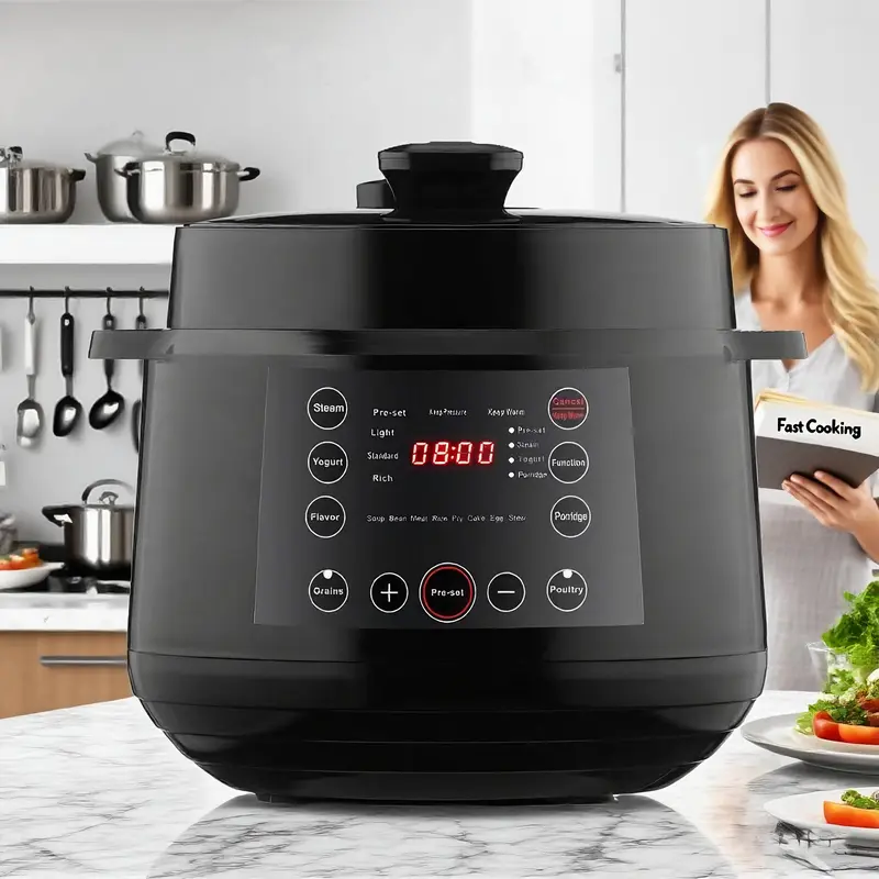 FCPVHOY 9-in-1 Multi Cooker 6-Liter 1000W Stainless Steel Programmable Pressure Cooker Slow Cooker Rice Maker Steamer Sauté Pan Food Warmer Yogurt Maker