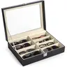 Leather 8-Slot Freestanding Square Eco-Friendly Home Supplies Organizer - Jewelry Organization Case, Eyewear/Sunglasses Holder, Watch Display, Easy-Access Desk Storage Box with Sleek Leather Look