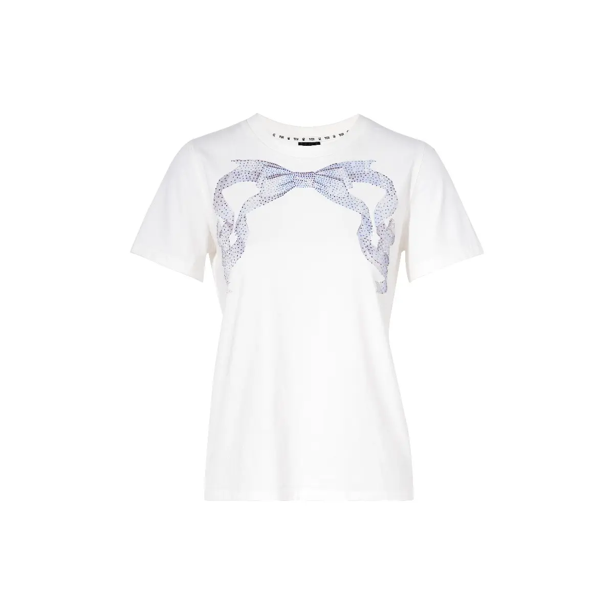 TCH - White Bowe Rhinestone daily commuting versatile fashion casual round neck versatile short sleeved T-shirt for women