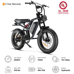 HAPPYRUN G60 Pro Electric-bike for Adults, UL 2849 Certified Electric Bicycle, 750W Peak Motor, 48V 25Ah Battery, Up to 70+ Miles Range, 20MPH Top Speed,  Fat Tire Ebike, Commuter Electric Bicycle for City Riding