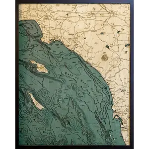 Los Angeles to San Diego Wood Carved Topographical Depth Chart / Map