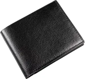 Father's Day Gift Ultra soft synthetic leather men's zipper wallet, easy to carry, can safely store cash cards, has 2 compartments and zipper pockets,so it not ultra-thin wallet (black)