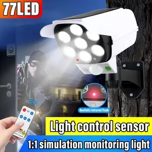 Solar Powered Remote Control Motion Sensor Wall Light, 77 LED Outdoor Security Camera Lamp, 3 Working Modes, 360° Rotating Lighting, Outdoor Solar Lights