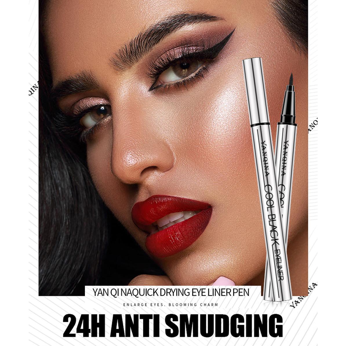Long-Lasting Vegan Eyeliner Pen - Waterproof, Smudge-Proof & Silky Smooth Creamy Gel for Intense Jet Black Eyes