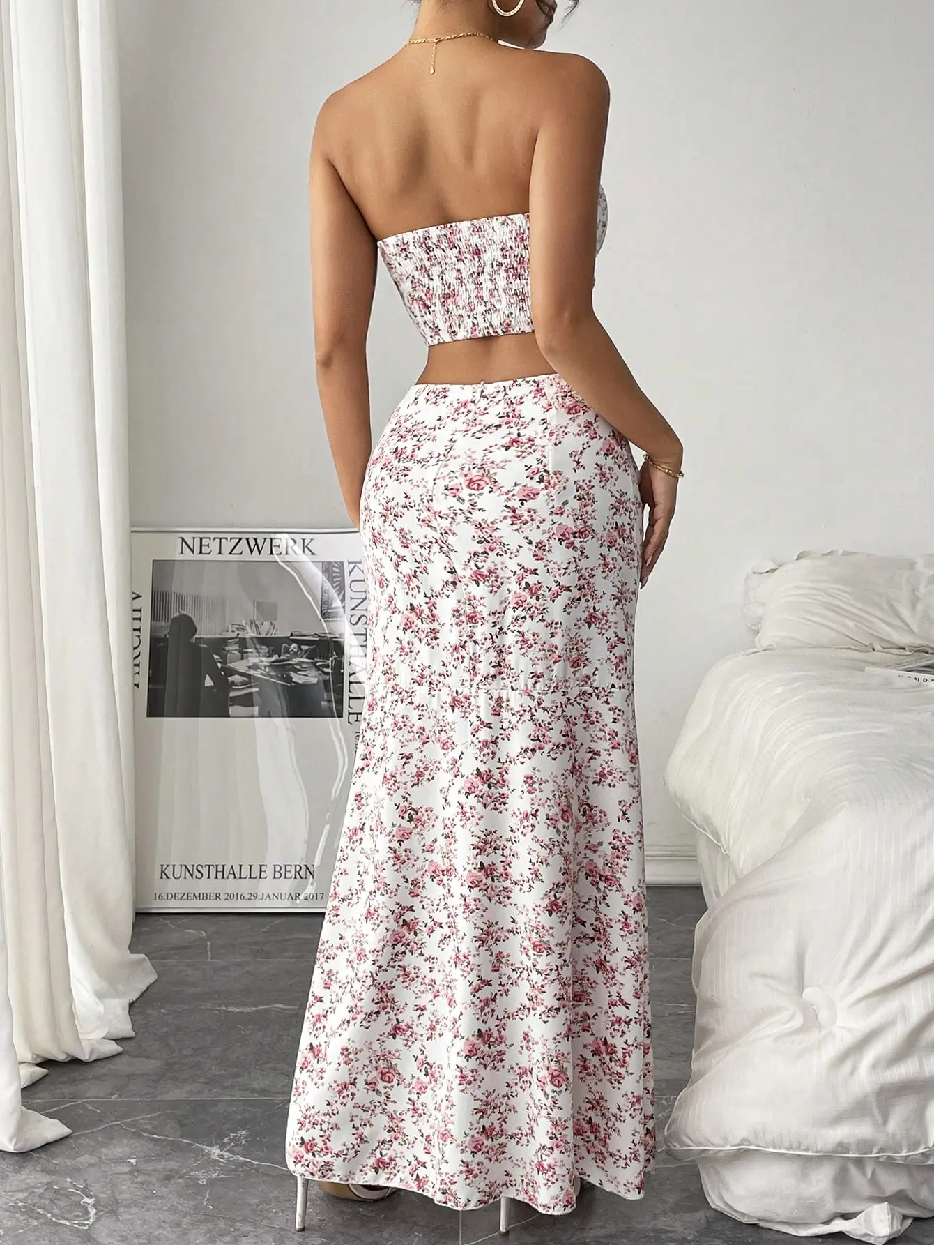 Raffinéa 2pcs Set Summer Halter Crop Top With Ruffles & Wrap Skirt,Strapback,tank,Leopard,y2k,comfort,Slim,Women's,Padded,tops,Flare,Polka,Rhinestone,Spaghetti,Solid,Adjustable,weighted