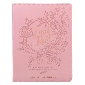 USED-Find Rest Womens Devotional for Lasting Peace in a Busy Life - Pink Faux Leather Flexcover Gift Book Devotional W/Ribbon Marker by Shaunti Feldhahn (Leather Bound)