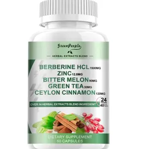 GREENPEOPLE Berberine Supplement with Ceylon Cinnamon - Berberine 1500mg Activates AMPK & GLP-1 Berberine HCL Capsules with Bitter Melon/Artichoke Extracts & Natural Herbs for Immune Support 60 Count