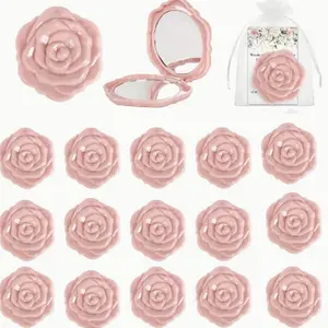Travel Makeup Mirrors, Portable Foldable Rose Petal Shaped Small Mirrors, Bridal Bridesmaid Gifts, Wedding Party Guest Souvenirs