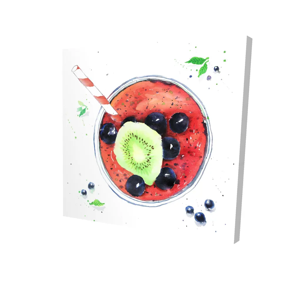 Begin Home Decor 2080-2424-GA108 24 x 24 in. Berry Smoothies Canvas - Leaves Illustrative Home Decor Art