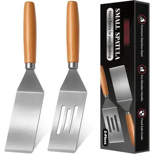 2 count Stainless Steel Spatula Set,Mini Serving Spatula for Kitchen Use,Metal Spatula for Cooking with Heat Resistant Handle,Metal Spatulas for kitchen use for Pancakes?Lasagna?Brownies?Cake and Cookie