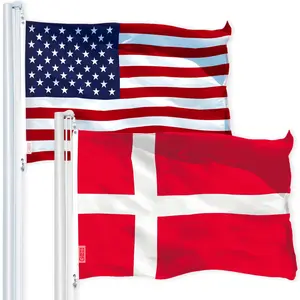 G128 Combo Pack: USA  3x5 Ft 150D Printed Stars & Denmark (Danish) Flag 3x5 Ft 150D Printed