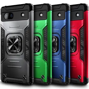 For Google Pixel 7a Case Ring Kickstand Armor Phone Cover with Screen Protector