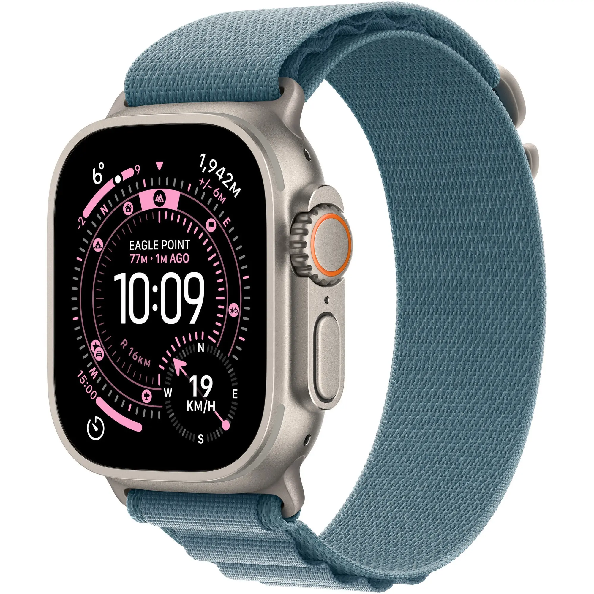 Refurbished Apple Watch Ultra 3 49mm Natural Titanium (GPS + Cellular) Medium Alpine Loop Light Blue (Original Box + Accessories) - Premium