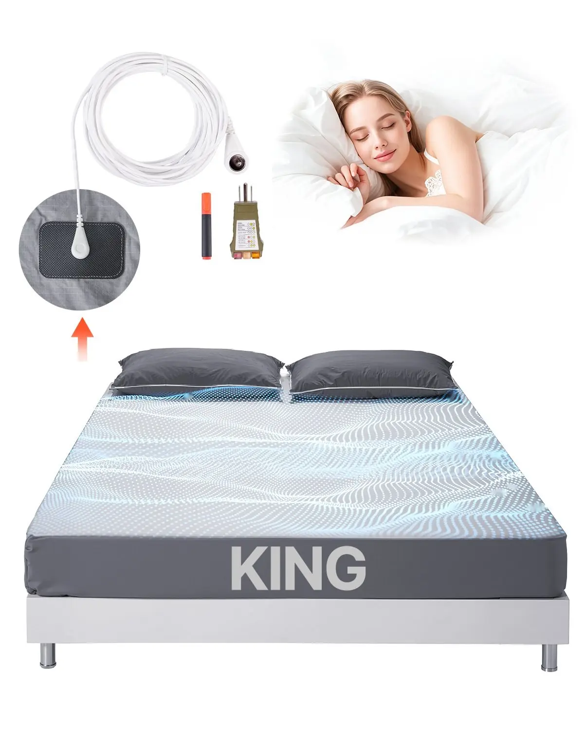 Grounding Sheets King Size Fitted Sheet With 95% Cotton And 5% Silver Fiber For Earthing, Antistatic Sleep Bedding, Hypoallergenic, Breathable, Durable Natural Material, Easy Care, Comfort Oriented Design