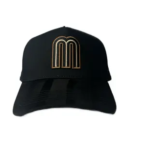 M Mexico Charro SnapBack Black Hat with Gold Logo Design