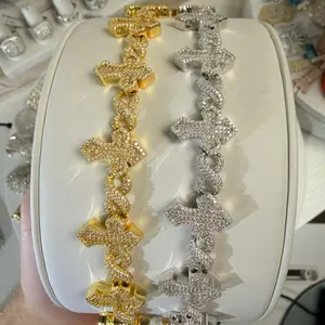8in 6.6ctw Sterling Silver Cross & Infinity Link Bracelet.  Buyers choice of Silver or Gold