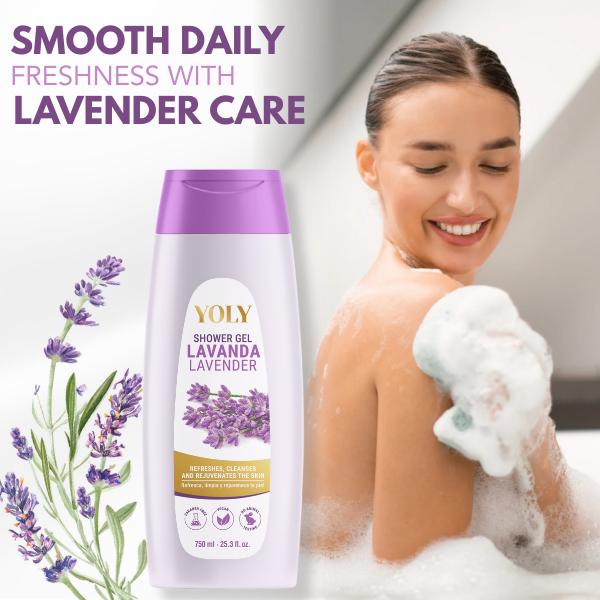 Yoly Lavender Body Wash – Calming & Gentle Cleanse, 25.3 fl oz