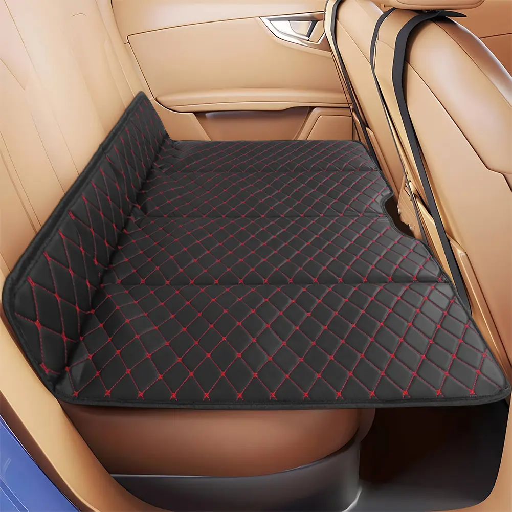 Non-Inflatable PU Leather Car Sleeping Bed - 130x80cm, Anti-Slip Bottom, Foldable, Universal Fit, Portable Car Interior Seat Cushion, 600 lbs Capacity, for Sedan SUV Back Seats (1 Piece), 130*80Cm, 1*Car Mattress