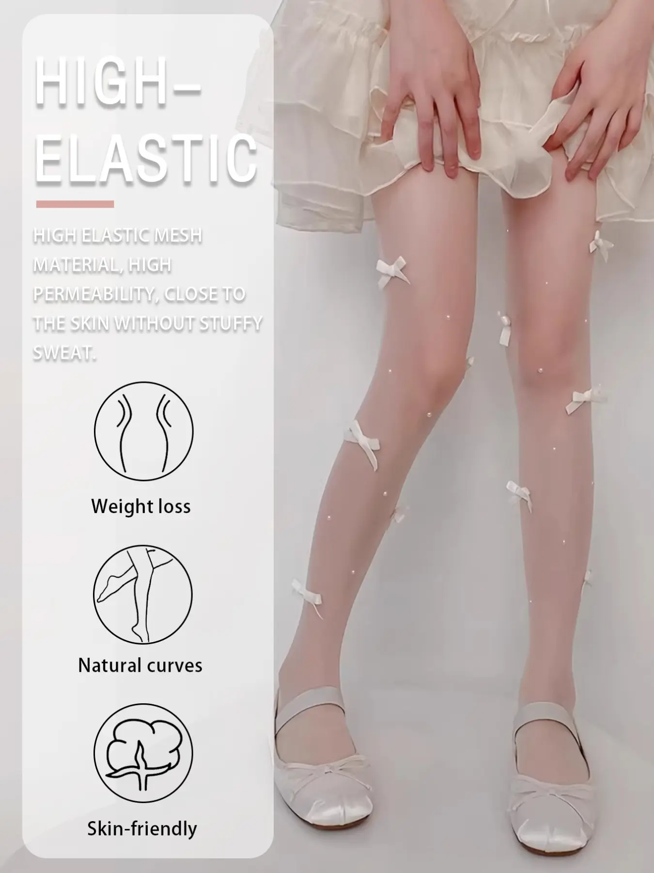 Bow Pearl Stockings for Women, Ultra-Thin Anti-Pick & Silk, Pure Desire Style, Lolita Underwear