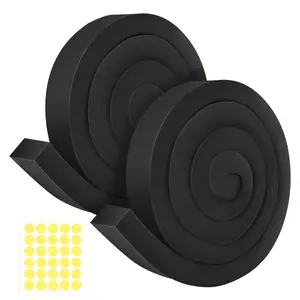 2Packs Air Conditioner Foam Tape with Adhesive, 1''X2''X 6.5 Ft Window Weather Stripping, High Resilience Ac Window Seal Kit Foam Insulation for Winter Summer (6.5ft X 2 Rolls, Black)