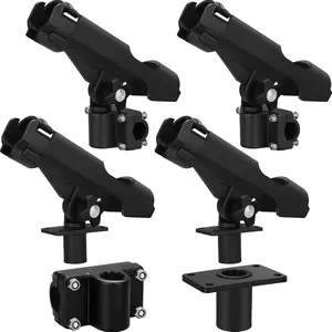 Adjustable Fishing Rod Holder for Boat with Side Mount Bulk Swivel Pole Holders, Combo Mount Fishing Accessories, Black