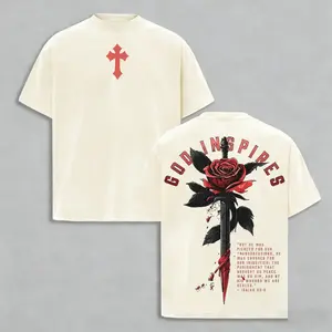 God Inspires Rose Sword Shirt, Christian Graphic Tee Jesus Apparel , Isaiah 53:5 Bible Verse Shirt, Faith Streetwear, Washed Vintage Tee, Religious Gift for Believers y2k grunge clothes